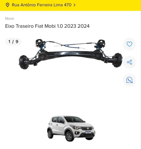 EIXO TRASEIRO FIAT MOBI 1.0 2023