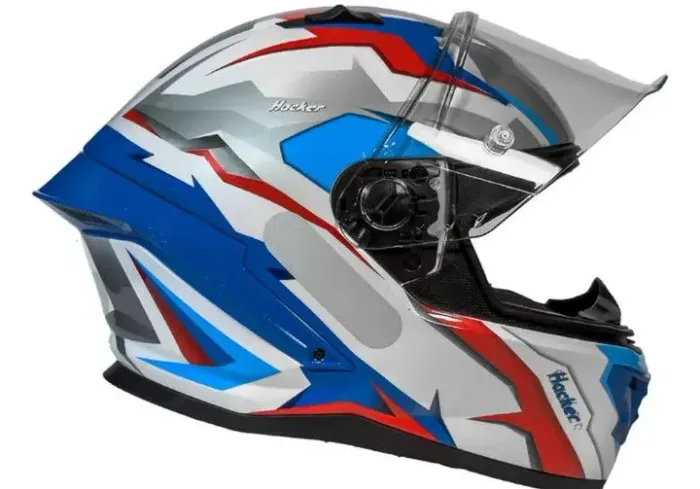 Capacete italiano GP Tech Pilot Hacker Branco-Azul 60