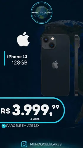IPHONE 13 128GB NOVO - 1 ANO DE GARANTIA APPLE