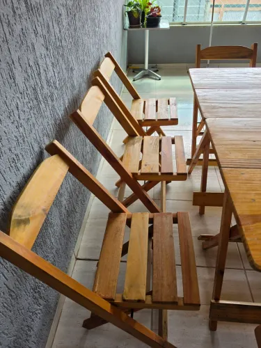 2 jogos de mesa de madeira para área de churrasco