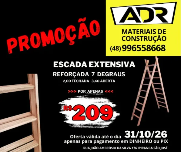 Escada De Eucalipto Extensiva 7 Degraus