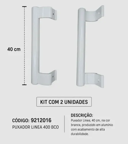 Puxador Lenea Branco 40cm - Udinese Assa Abloy