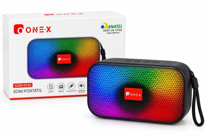 Mini Caixa de Som Bluetooth Portátil RGB 5W com TWS, Rádio FM, USB e Cartão TF - Novo