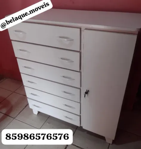 Cômoda 6 gavetas com sapateira toda branca