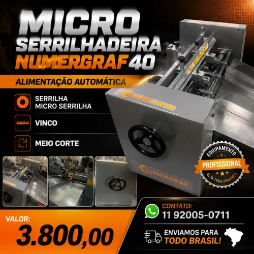 Micro serrilhadeira numergraf 40 cm , vinco e meio corte