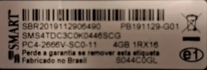 Memória RAM SMART 4GB DDR4 2666MHz para Notebook
