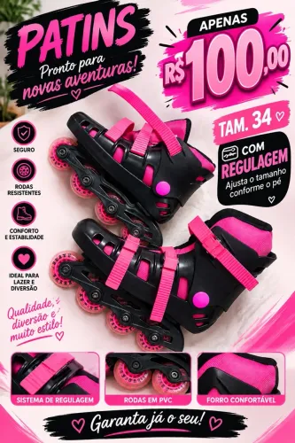 Patins infantil TAM:34 com regulagem