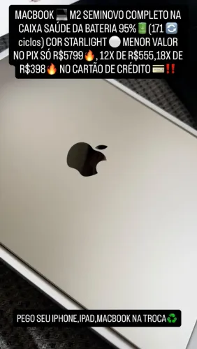MacBook m2 air 256 GB 8 ram completo na caixa