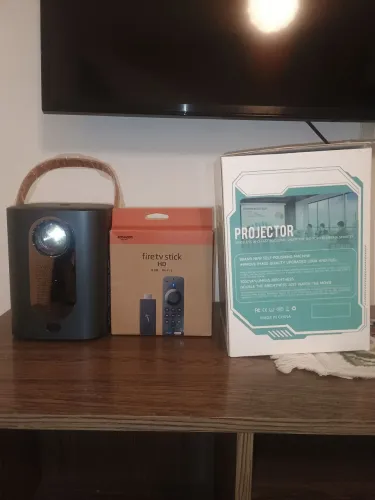 Projetor Android 4k foco eletrônico + Fire stick tv Amazon novos 