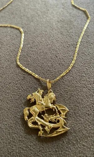 LINDO CORDÃO DE SÃO JORGE BANHADO A OURO 18k