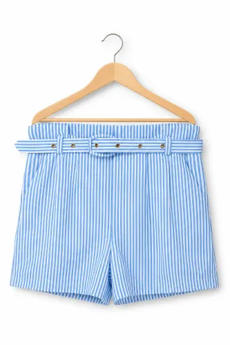 Short Feminino Listrado Azul P