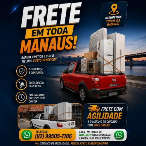 FRETE MANAUS 24H MUDANÇA ENTREGA GUINCHO FRETE 24 HORAS FRETE BARATO