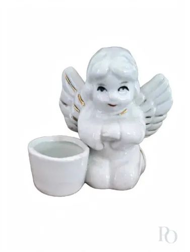 Par Castiçais Porcelana - Anjinho + Cisnes - Vintage