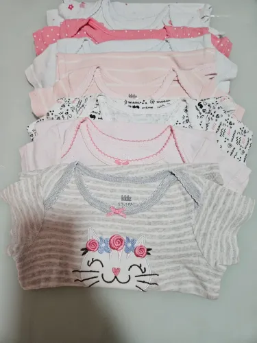 Kit com 7 body infantil feminino 12/18 meses