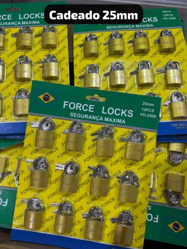 Kit 12 Cadeados 25mm Force Locks - Segurança Máxima para Casa, Portão e Armário