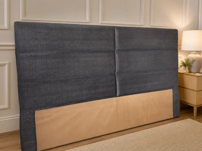 Cabeceira cama king em suede cinza escuro