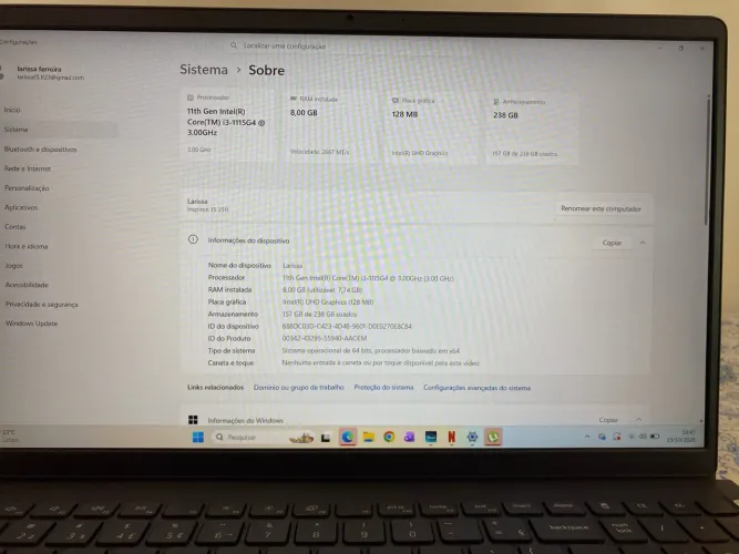 Notebook Dell , seminovo i3 de 11 geração excelente para estudar usado poucas vezes