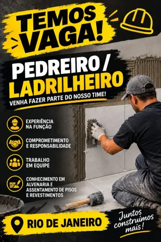 PRECISAMOS DE PEDREIRO E LADRILHEIRO