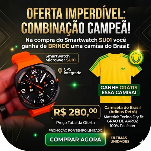 Smartwatch SU01 + 01 camisa do Brasil de brinde