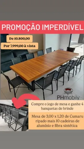 Jogo de mesa com 10 cadeiras 