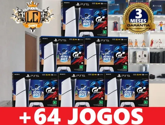 PS5 SLIM 1TB DIGITAL COM: 64 JOGOS + O3 MESES GARANTIA + BRINDES I LOJA FISICA