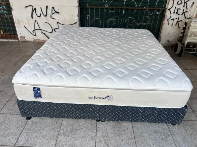 Cama box super king size Colchão serta molas ensacandas bambú dividimos TB cartão 