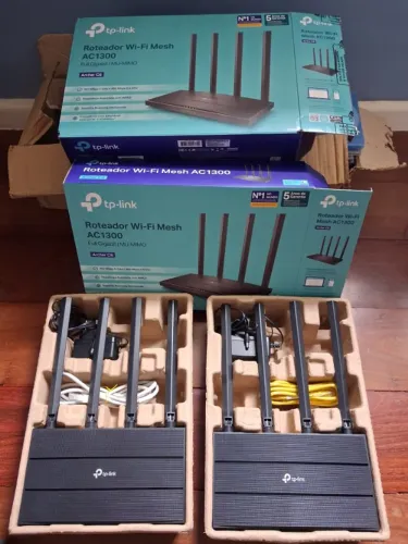 Kit 02 roteadores wi-fi mesh tp-link archer c6 ac1300 full gigabit/mu mimo