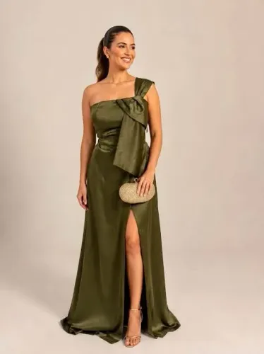 Vestido festa/madrinha verde oliva