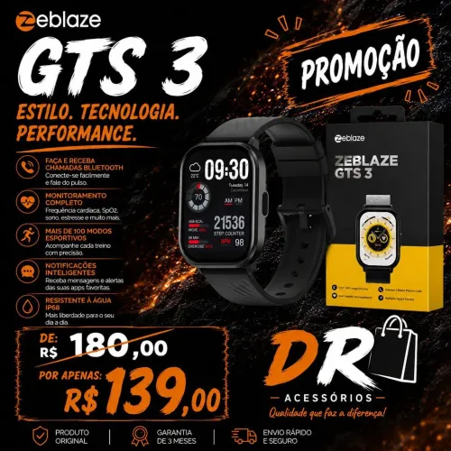 Relógio digital Zeblaze smartwatch GTS 3 