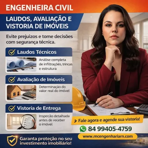 LAUDOS, AVALIAÇÃO E VISTORIA DE IMÓVEIS | ENGENHEIRA CIVIL CREDENCIADA