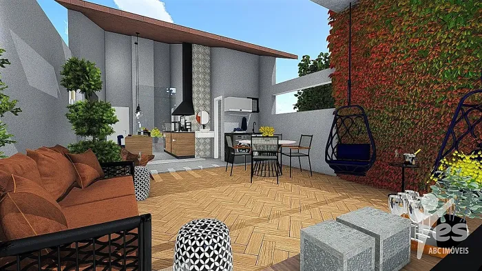 Cobertura com área gourmet completa á 200m do Parque central 2 dormitórios 1 vaga . Santo