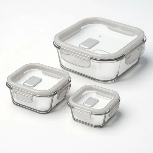 Kit 3 Potes Herméticos de Vidro 730ml 486ml 280ml p/ Mantimentos