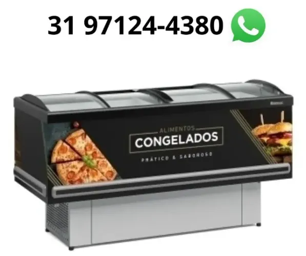 Ilha para Congelados Vidro Curvo 2M Gelopar 220V