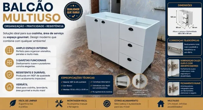 Balcão de pia em MDF