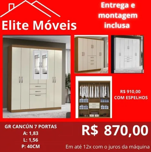 870,00 Com a montagem e a entrega guarda roupa novo na caixa com garantia de fabrica.