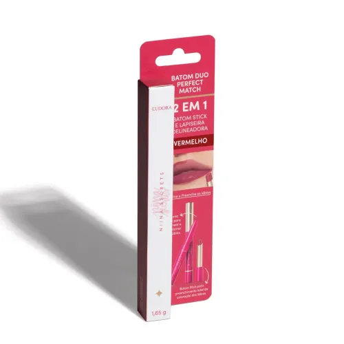 Batom Vermelho Duo Perfect Match Niina Secrets 1,65g - Eudora