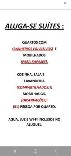 Aluga-se Quartos com Suítes Mobilhados.