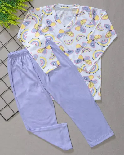 Pijama Infantil Lilás Borboleta