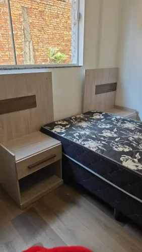Cama box de solteiro + kit de cabeceira