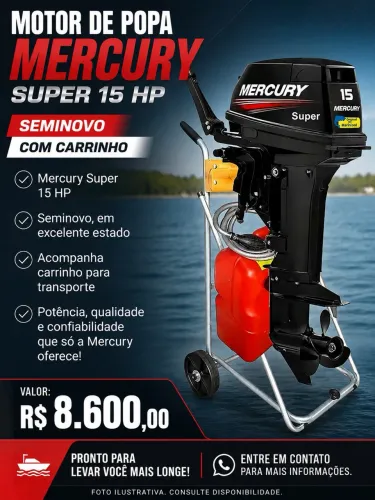 Motor de popa 15 HP super mercury