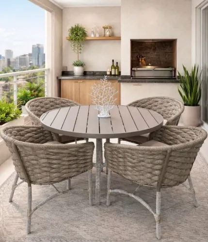Mesa área externa jantar aluminio trico de enchimento 