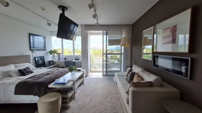 Studio mobiliado com 49m², 1 dormitório e 1 vaga para locação no condomínio Link