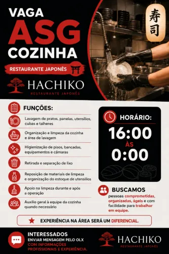 AUXILIAR SERVIÇOS GERAIS - RESTAURANTE CENTRO A NOITE