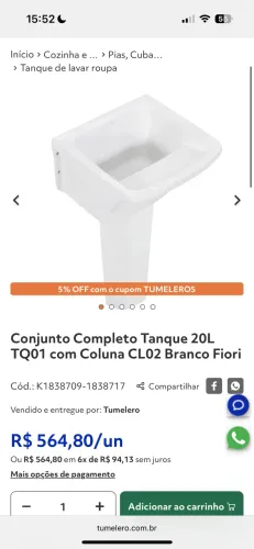 Tanque de lavar roupa 