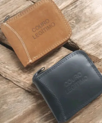 Promoção Carteira Masculina Couro com Zíper