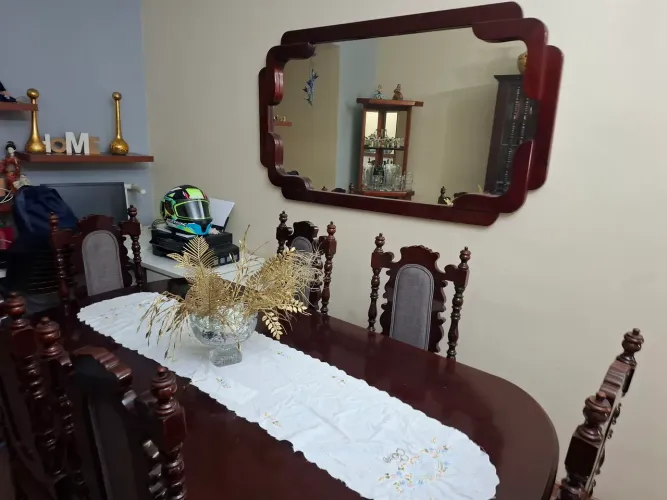 CONJUNTO RARO MESA CRISTALEIRA ESPELHO