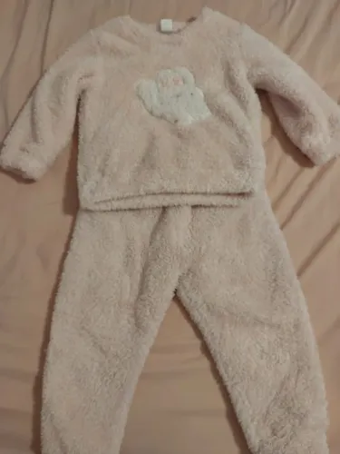 Conjunto Infantil de Pelúcia Rosa - Tam. 18 a 24 Meses