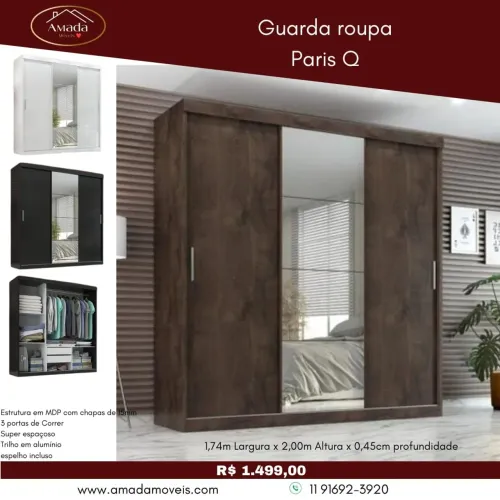 Guarda roupa Páris Q - à pronta entrega