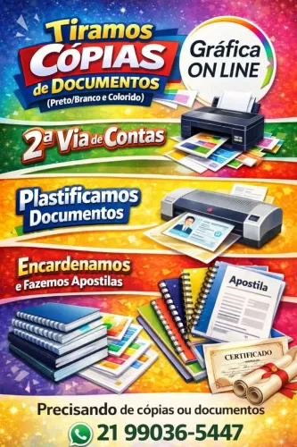 Serviços de impressões e cópias de documentos