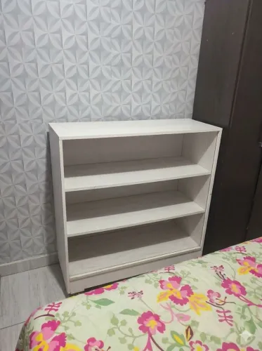 Bancada Espositora branco com vidro 